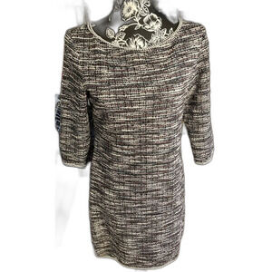 Max Studio Women's Soft Multicolor Textured Sheath Dress 3/4 Sleeve Size Small